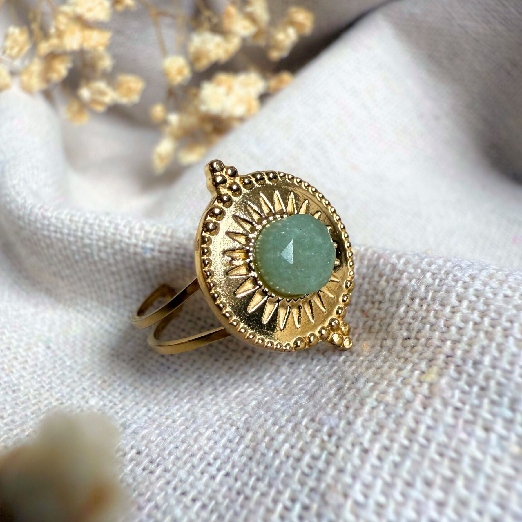 Bague "Eiréné" - Aventurine verte