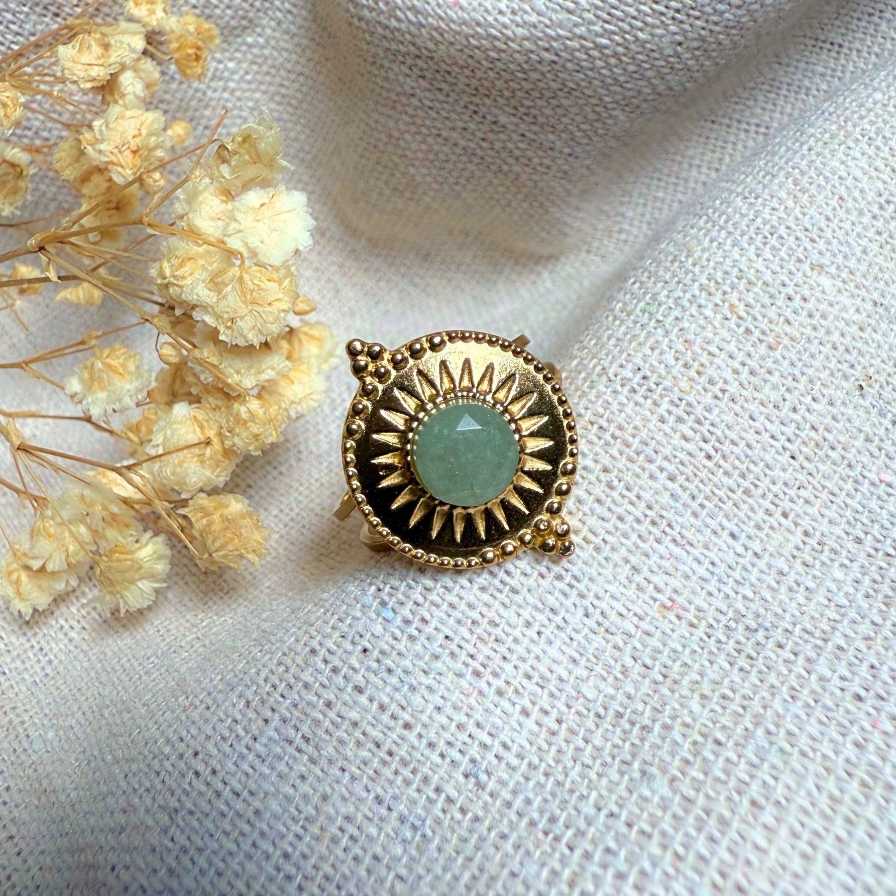 Bague "Eiréné" - Aventurine verte