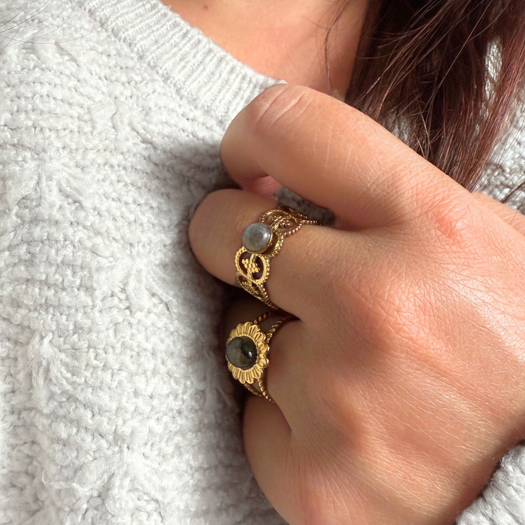 Bague "Junon" - Labradorite et BAGUE "CHLORIS" - LABRADORITE