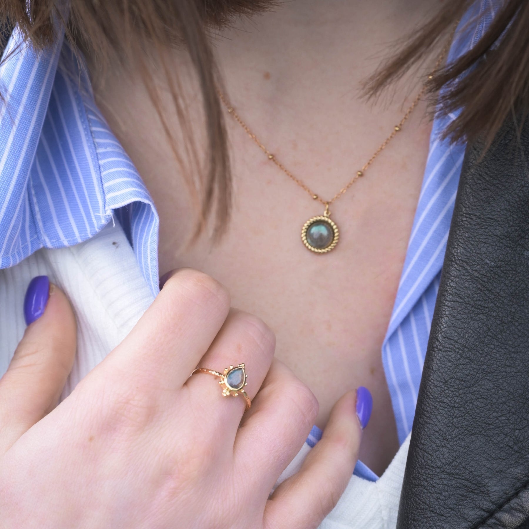 Bague "Lucine" en Labradorite