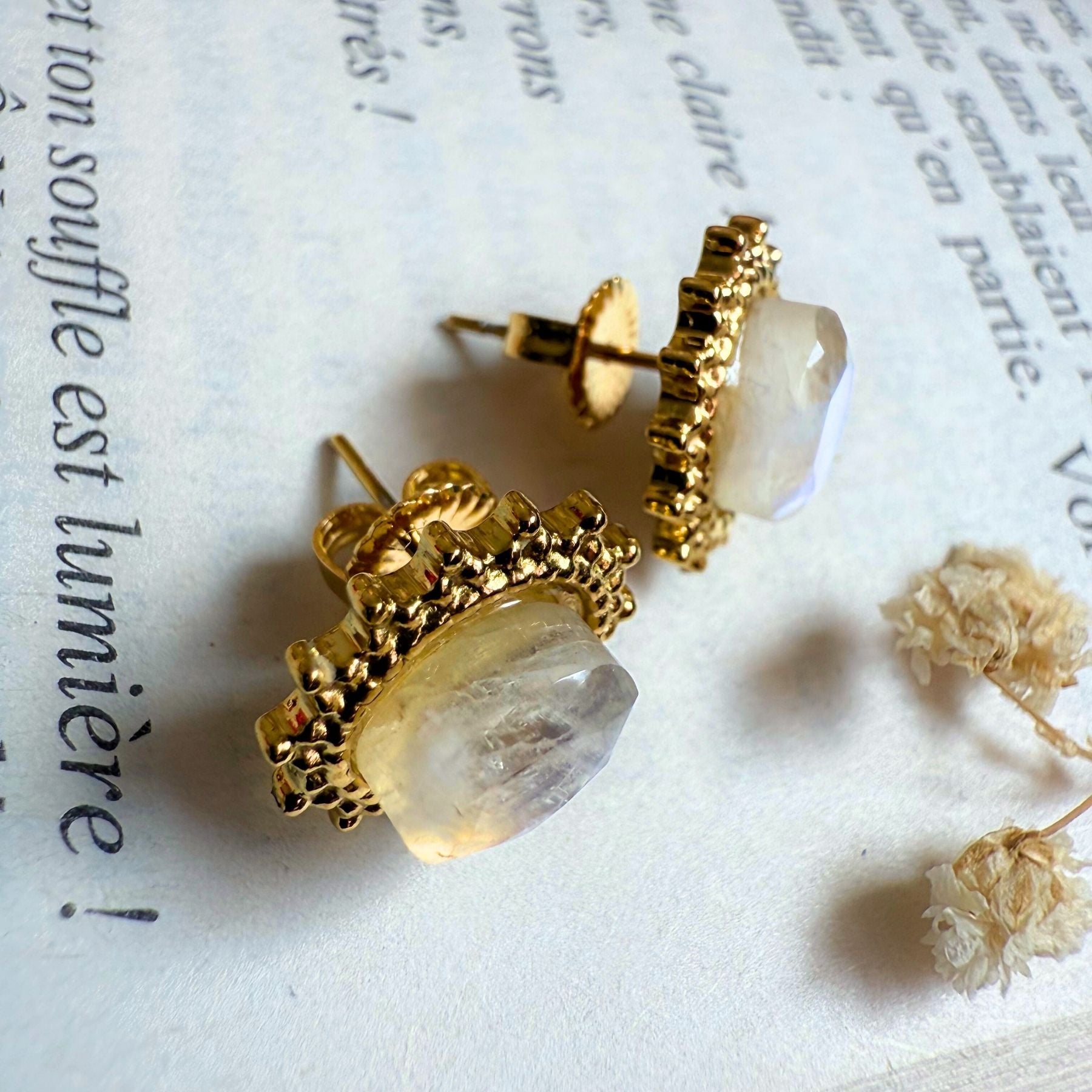 Boucles d'oreilles "Diane" - Pierre de lune