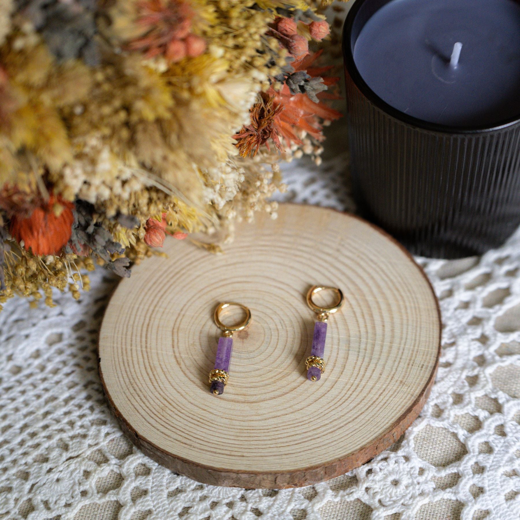 Boucles d'oreilles "Hora" en Améthyste