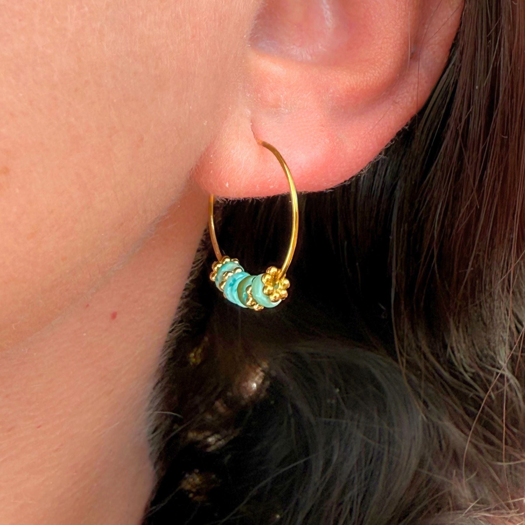 Boucles d'oreilles - Perles de Coquillages bleues