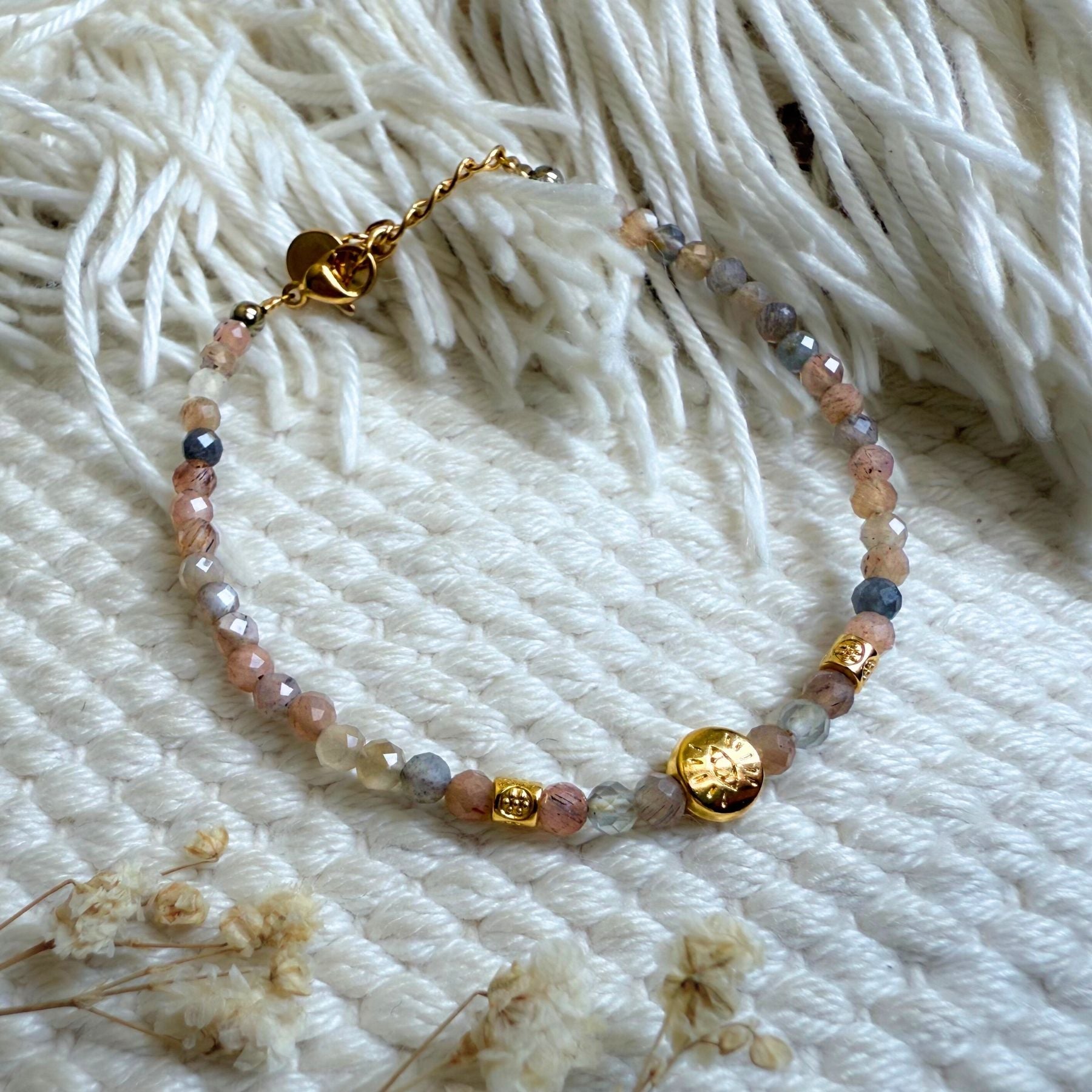 Bracelet "Rhéa" - Pierre de lune orangée