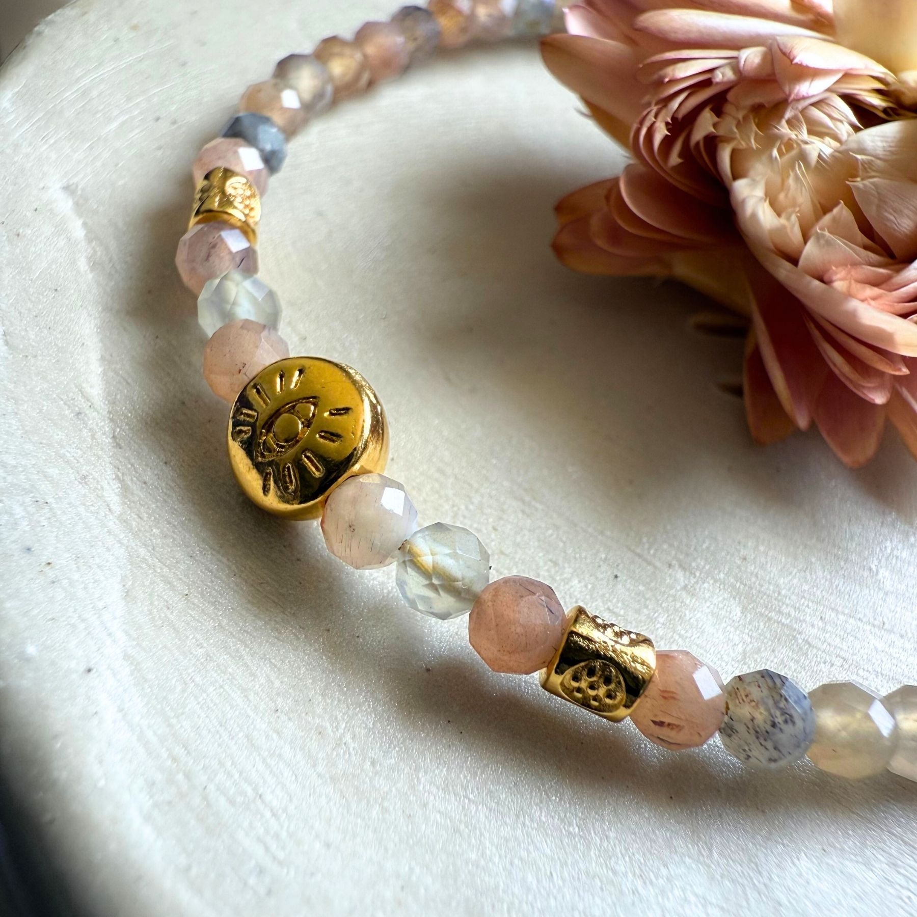 Bracelet "Rhéa" - Pierre de lune orangée