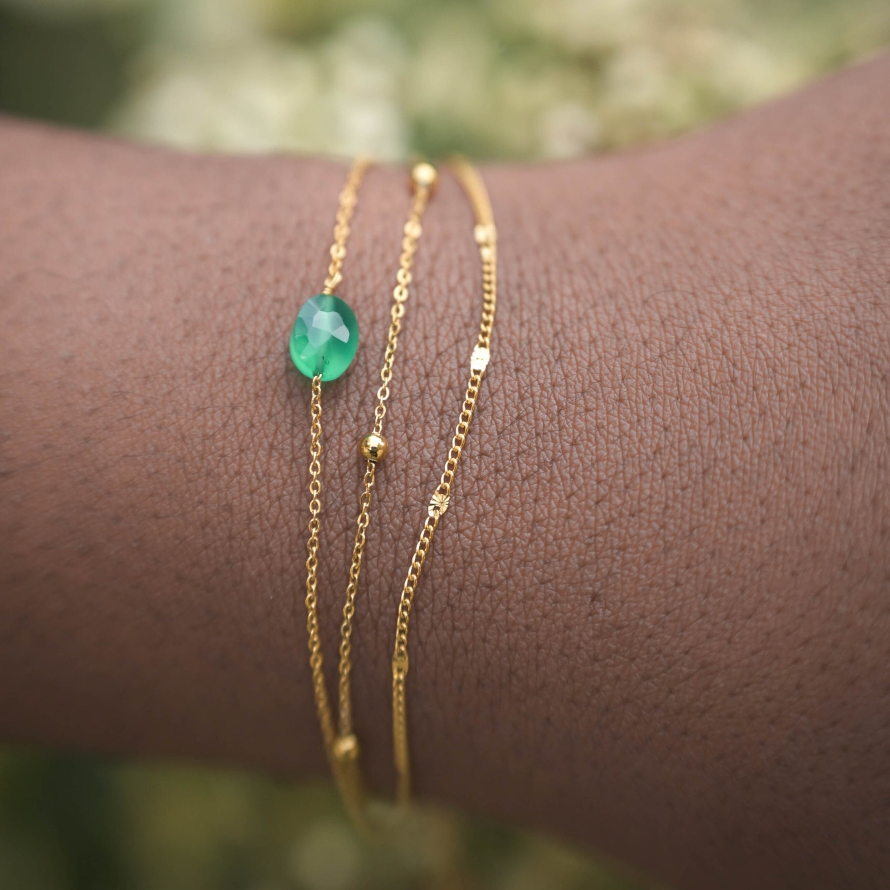 Bracelet "Trinité" en Agate verte