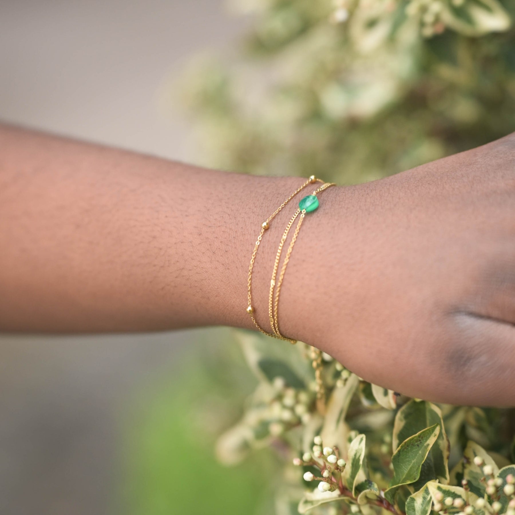 Bracelet "Trinité" en Agate verte