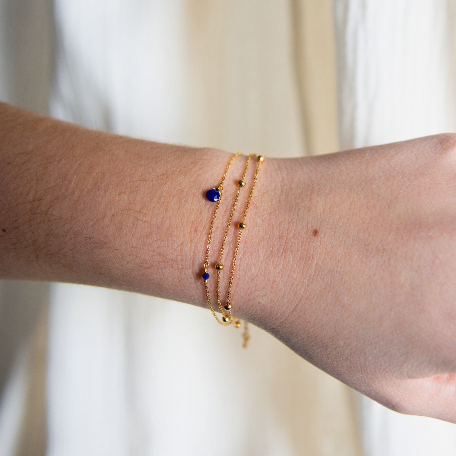 Bracelet "Trinité" en Lapis lazuli