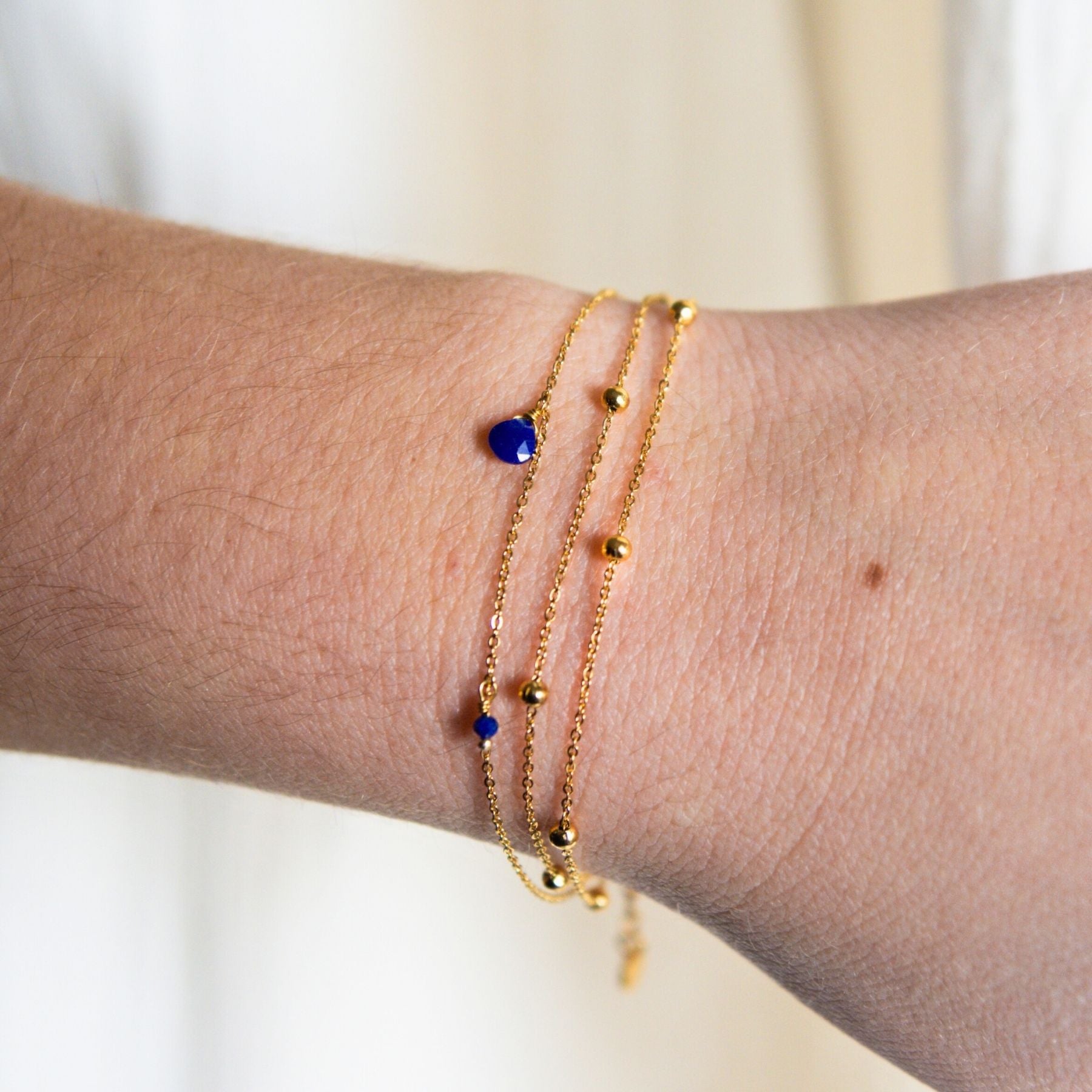 Bracelet "Trinité" en Lapis lazuli