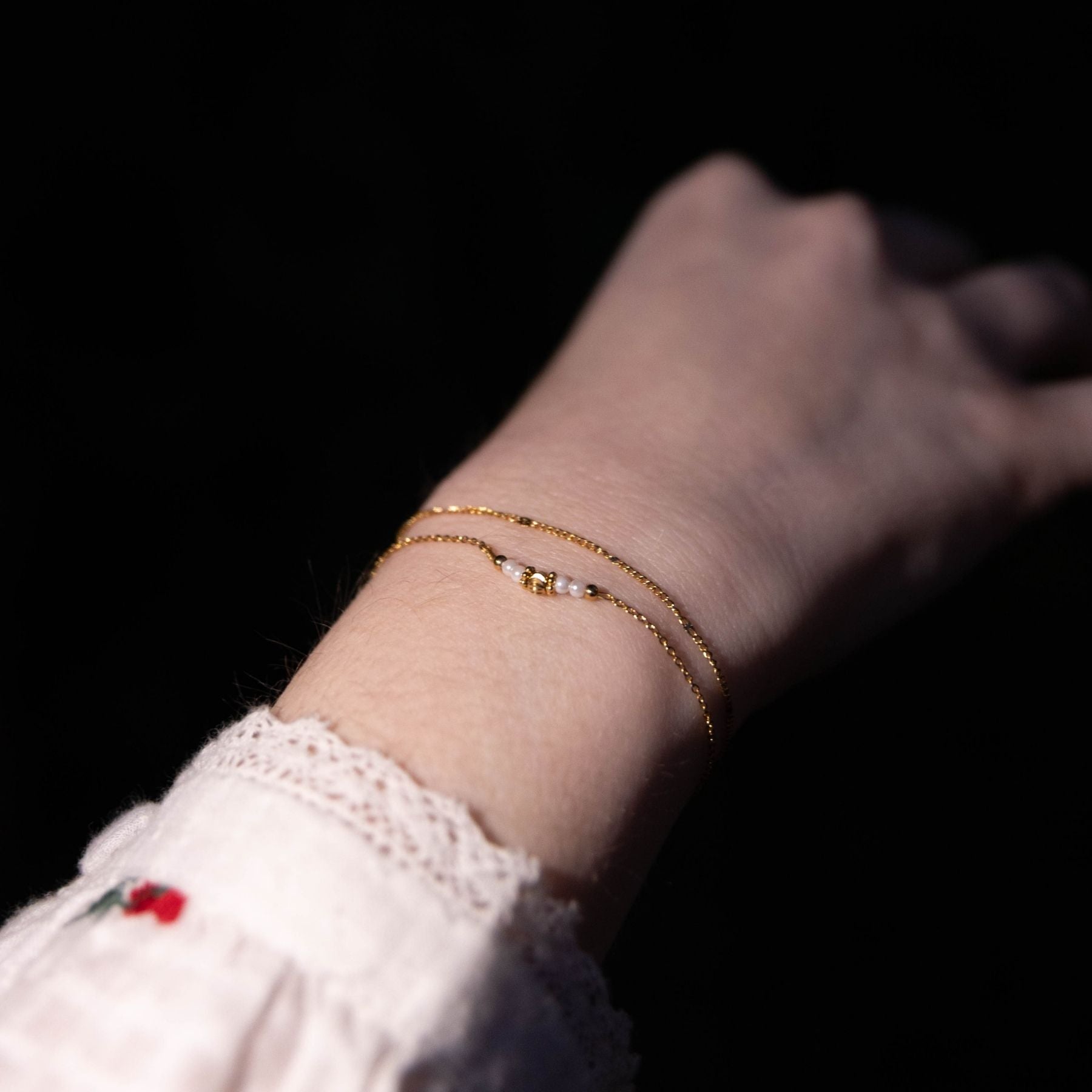 Bracelet double rang en Perles blanches