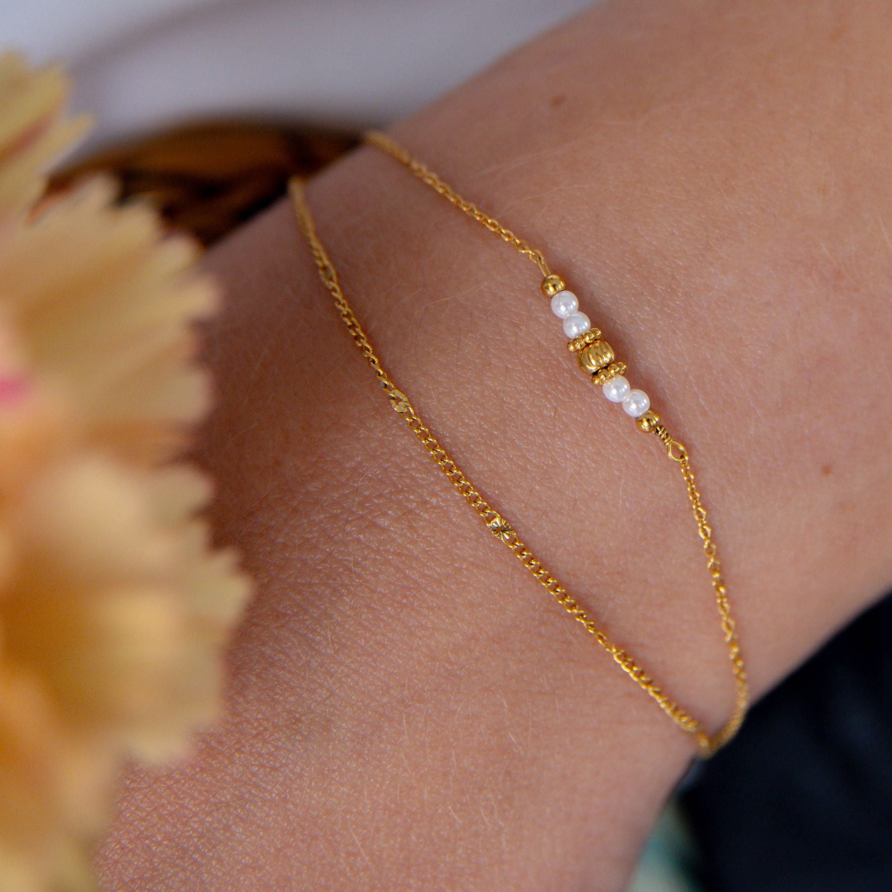 Bracelet double rang en Perles blanches