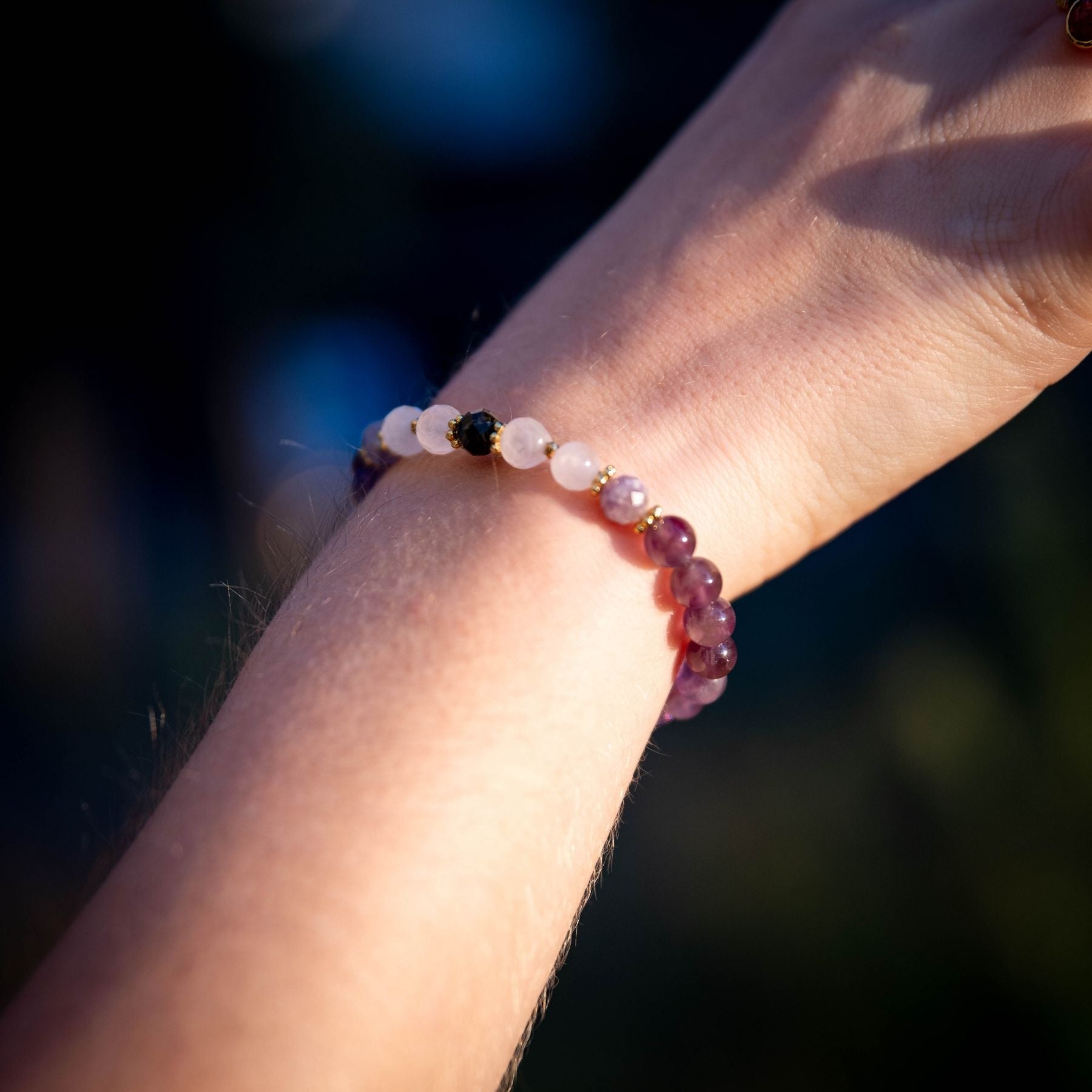 Bracelet en Améthyste, Tourmaline, Kunzite et Quartz rose
