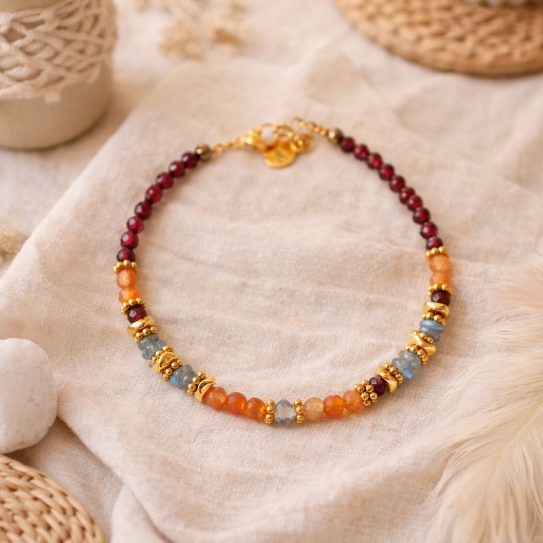 Bracelet en Grenat, Aventurine rouge et Labradorite