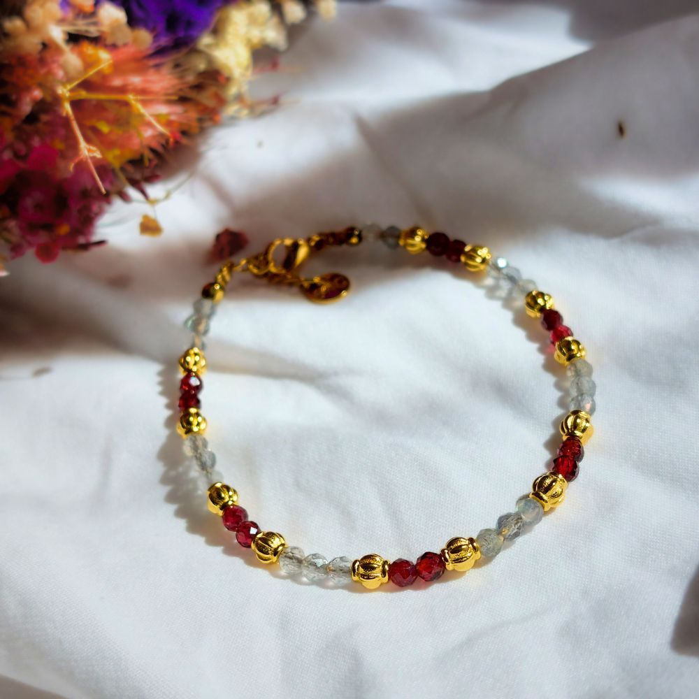 Bracelet en Labradorite et Grenat