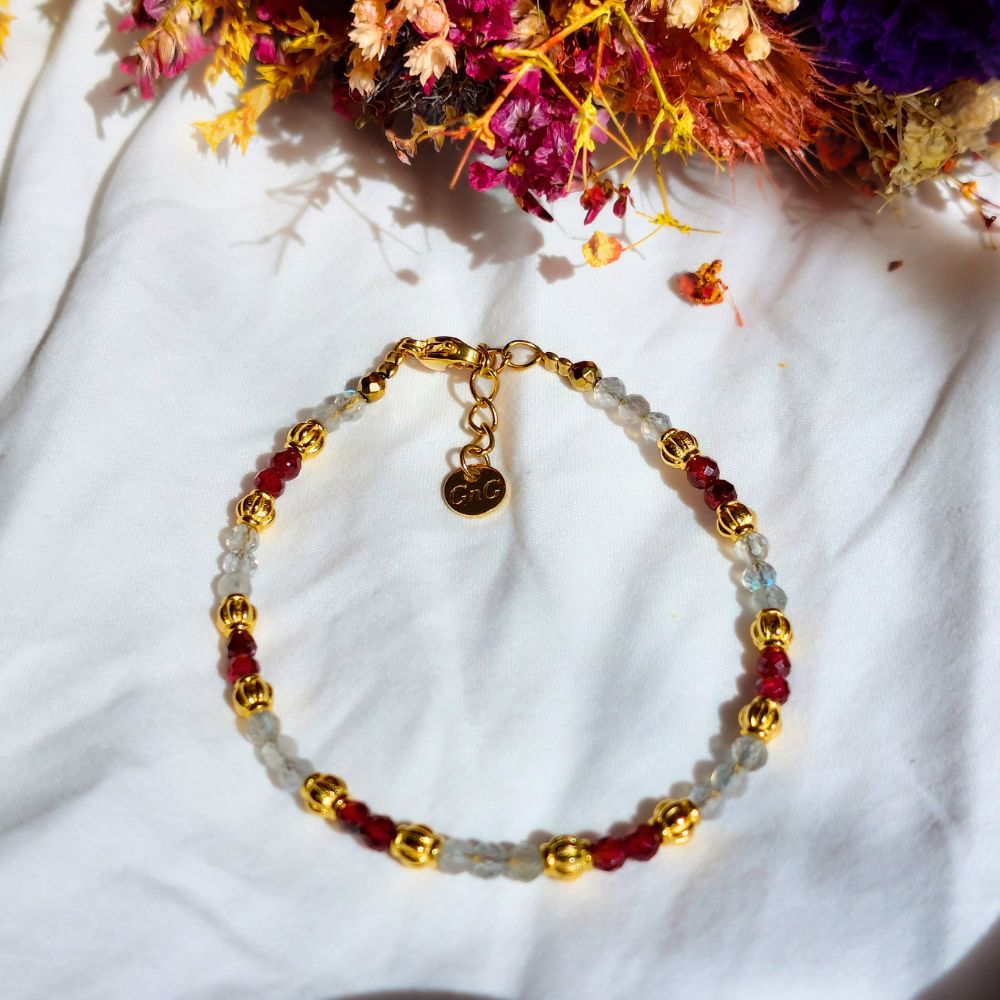 Bracelet en Labradorite et Grenat