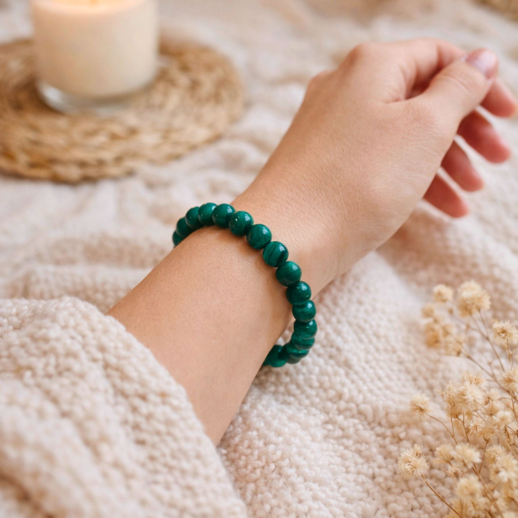 Bracelet en Malachite AA+