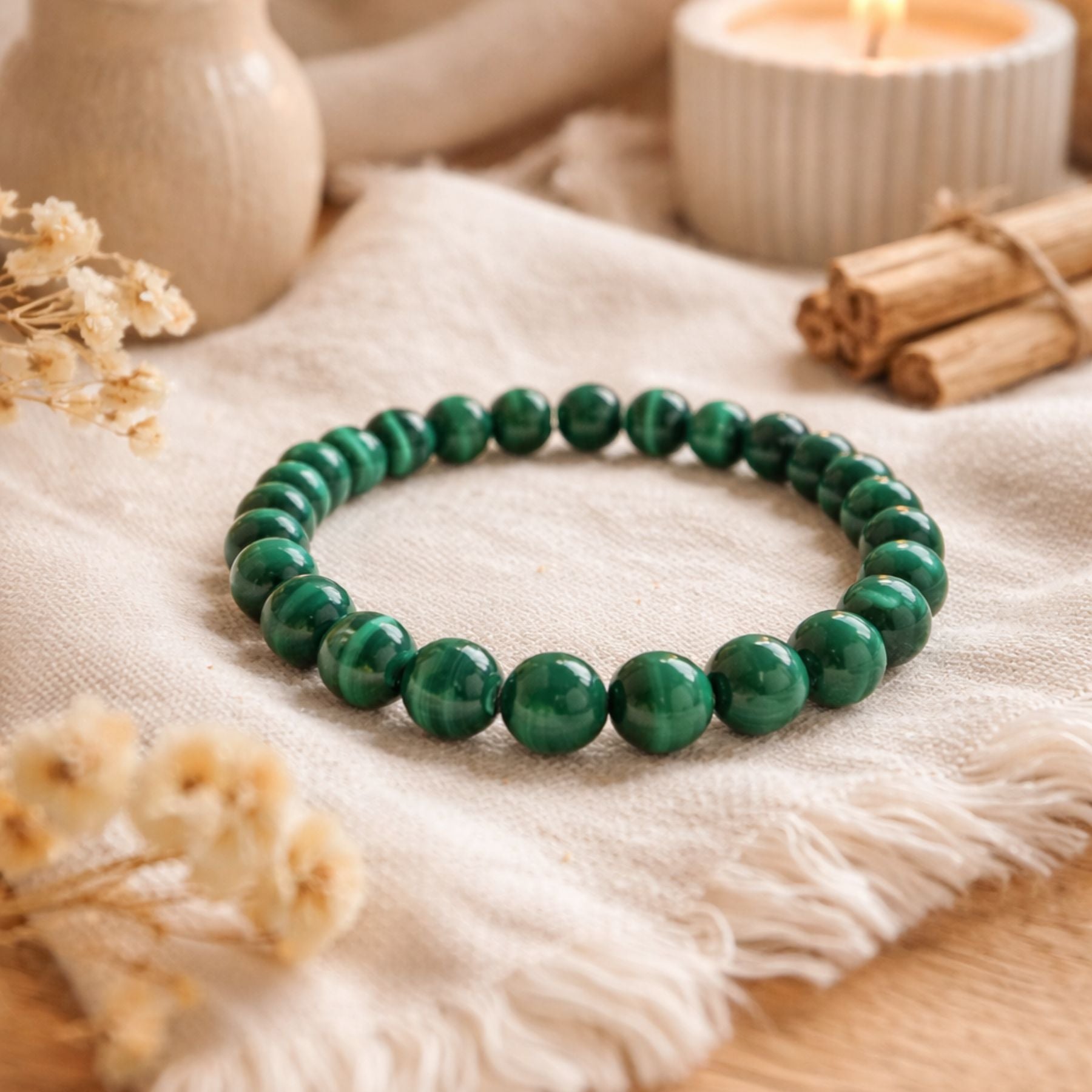 Bracelet en Malachite AA+