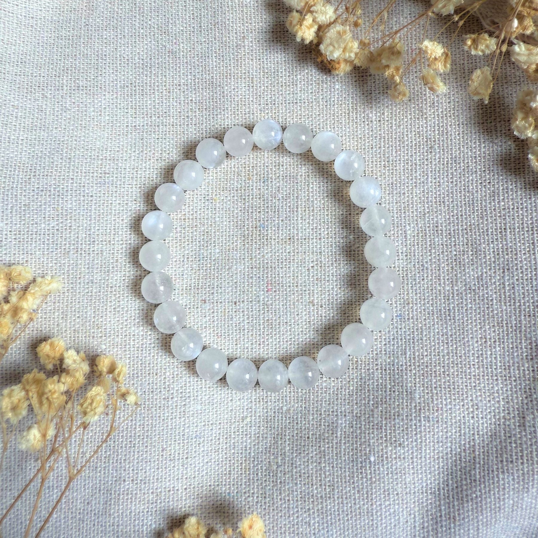 Bracelet en Pierre de lune bleutée AA