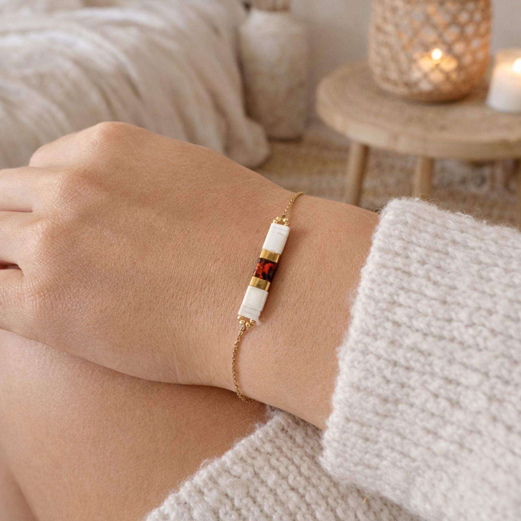 Bracelet en perles japonaises Miyuki orange
