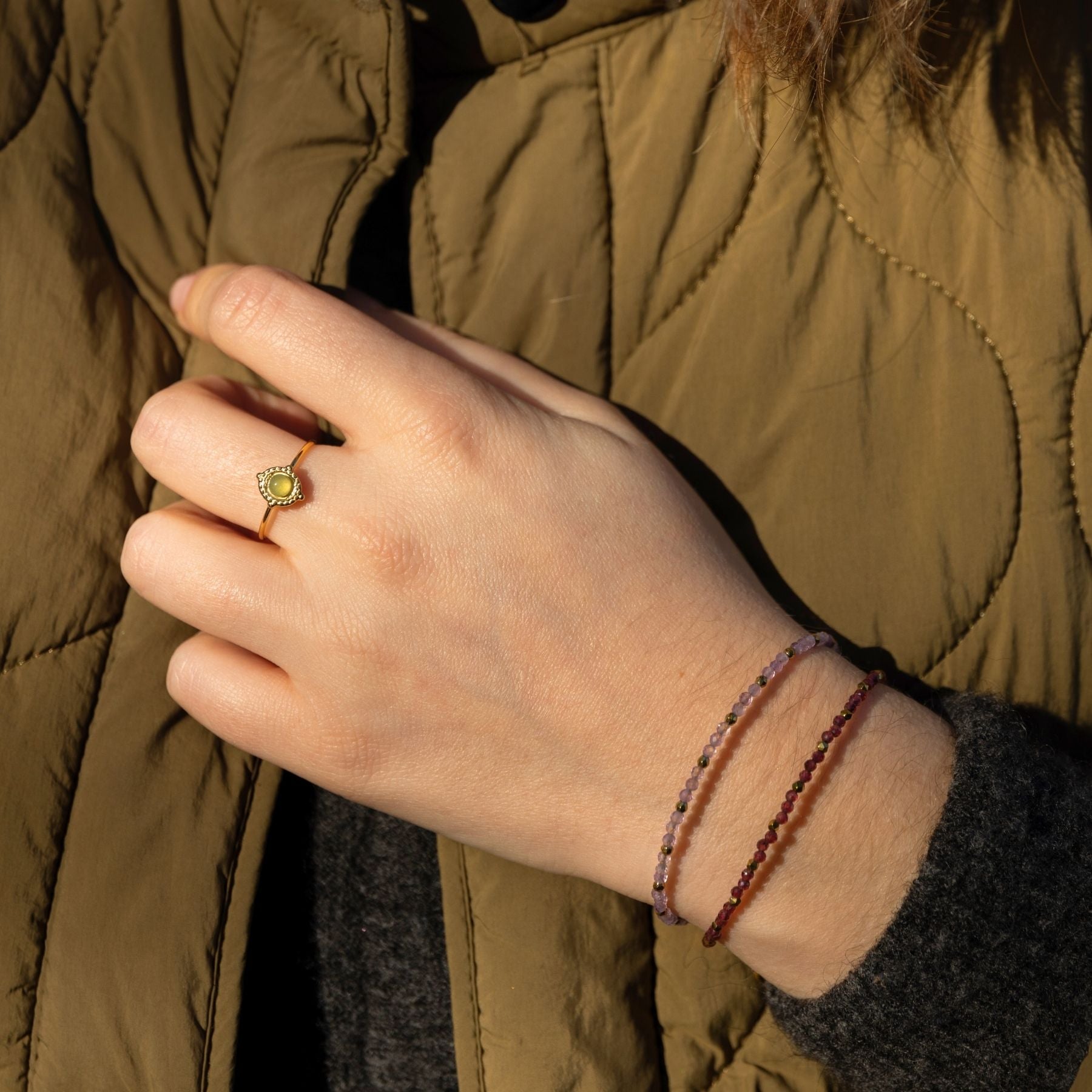 Bracelet fin en Améthyste et Hématite