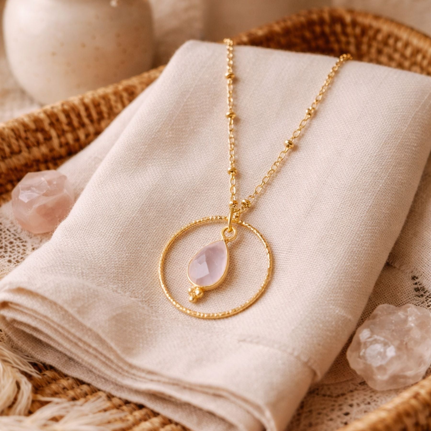 Collier "Acionna" en Quartz rose