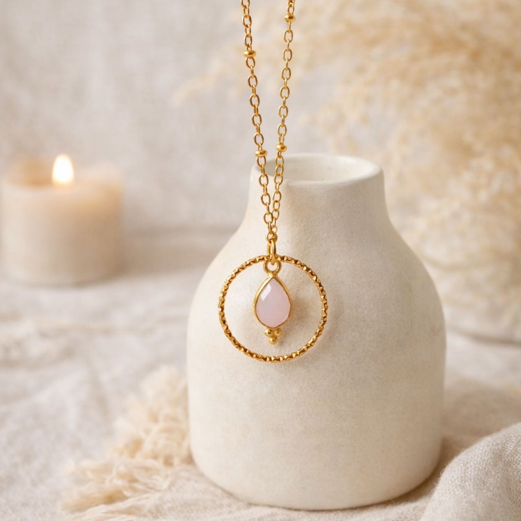 Collier "Acionna" en Quartz rose