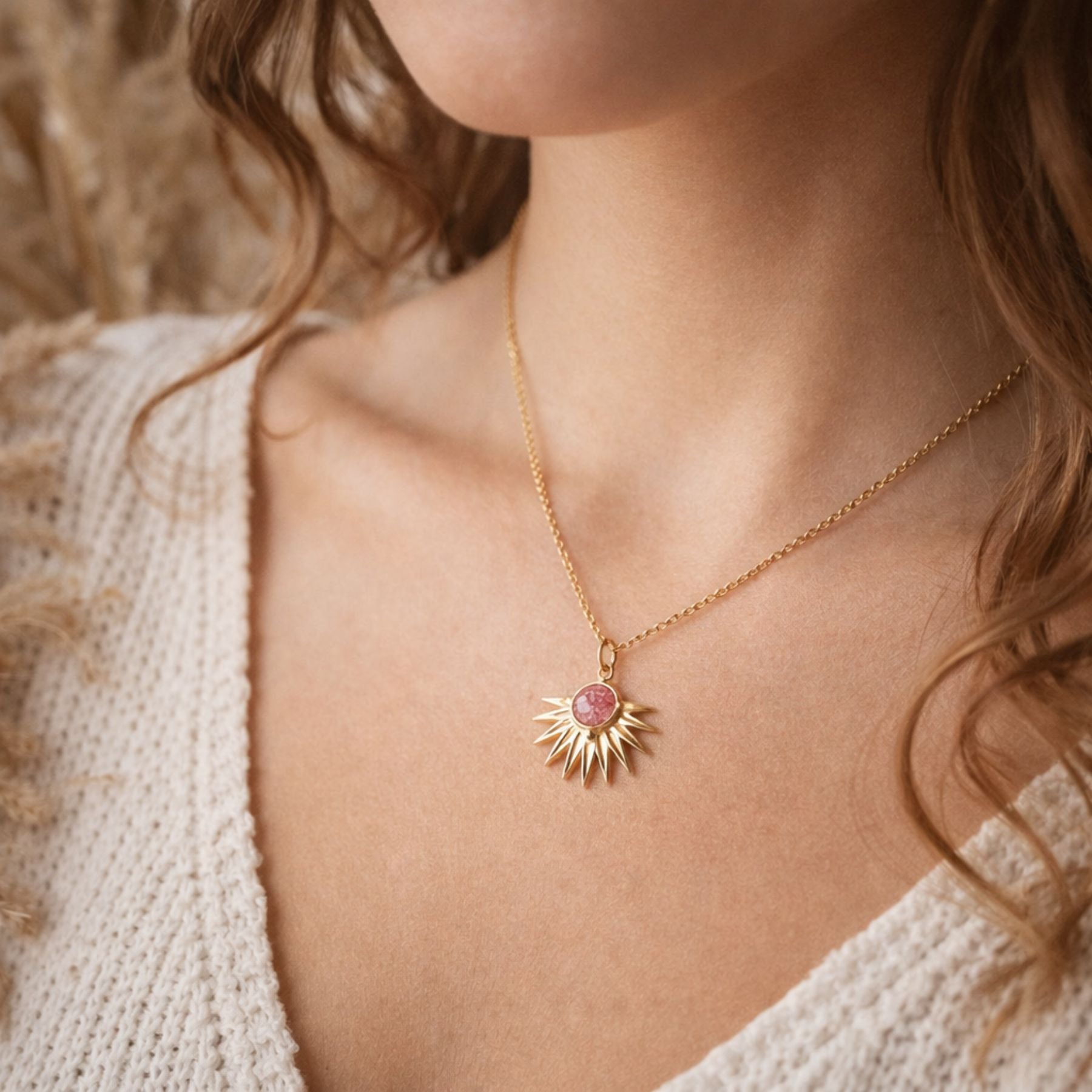 Collier "Apollon" - Quartz fraise