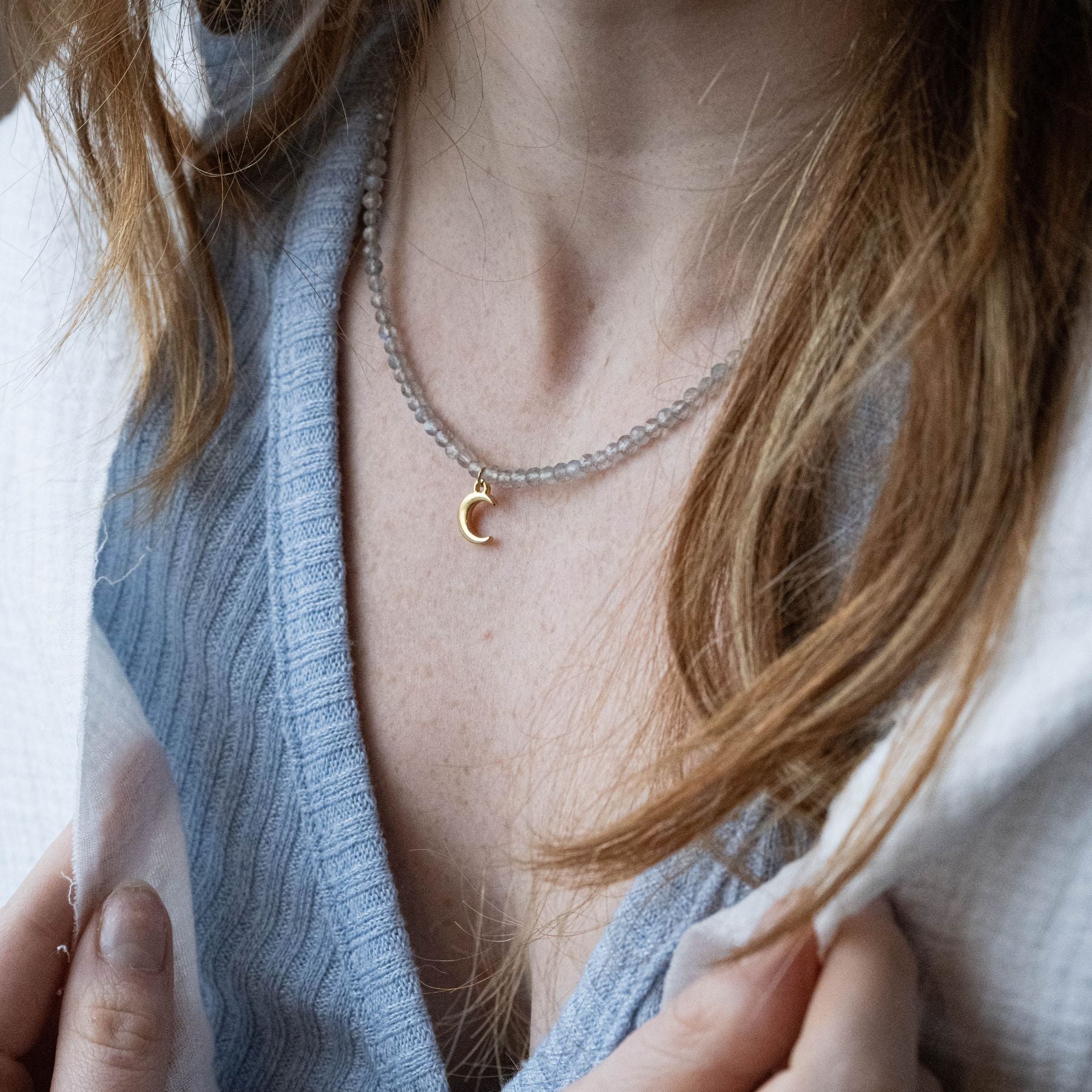 Collier "Lune" en Labradorite