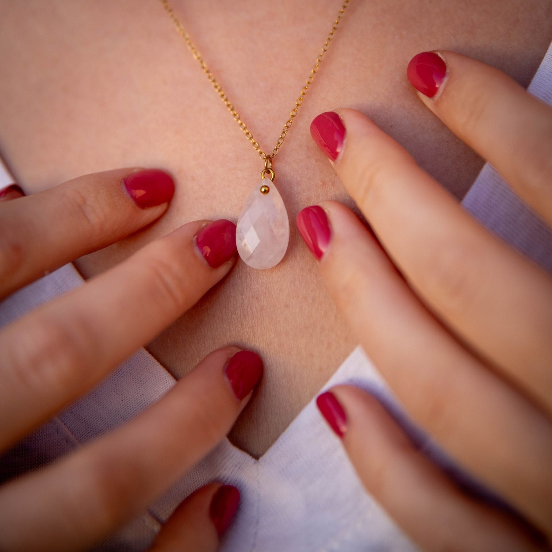 Collier "Vénus" en Quartz rose