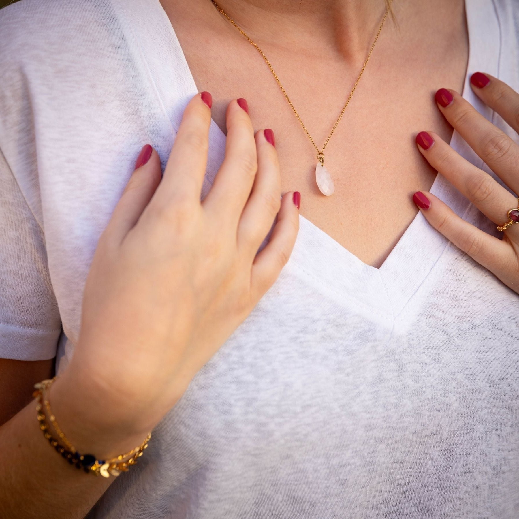Collier "Vénus" en Quartz rose