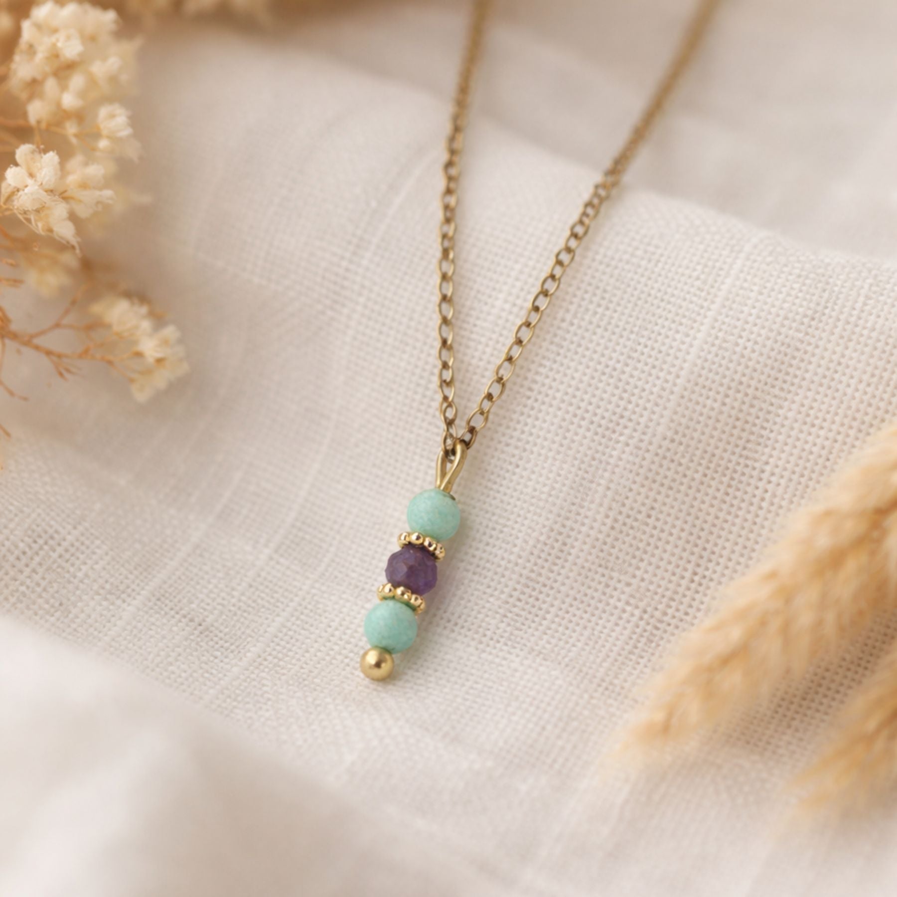 Collier en Amazonite et Améthyste