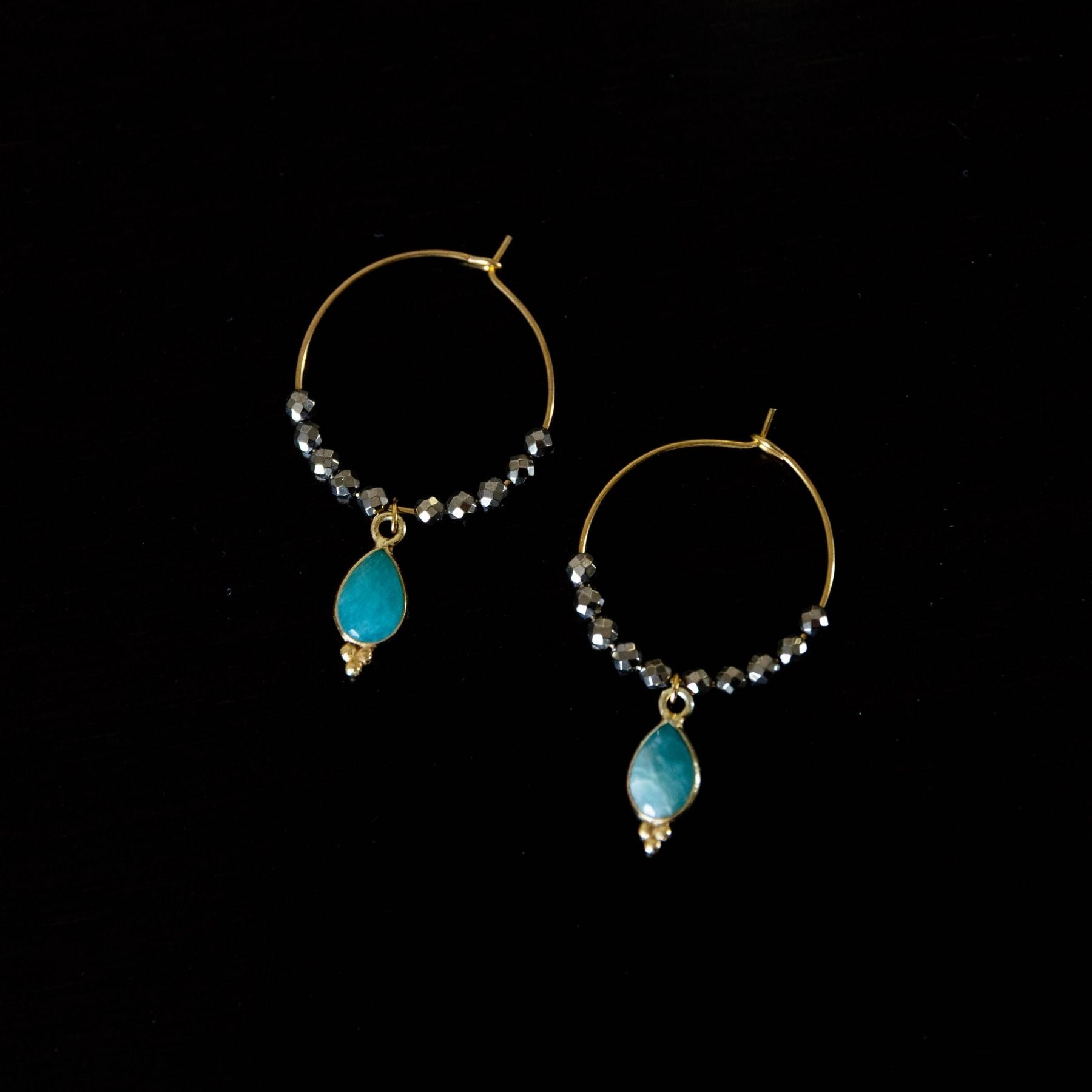 Créoles en Amazonite et Hématite