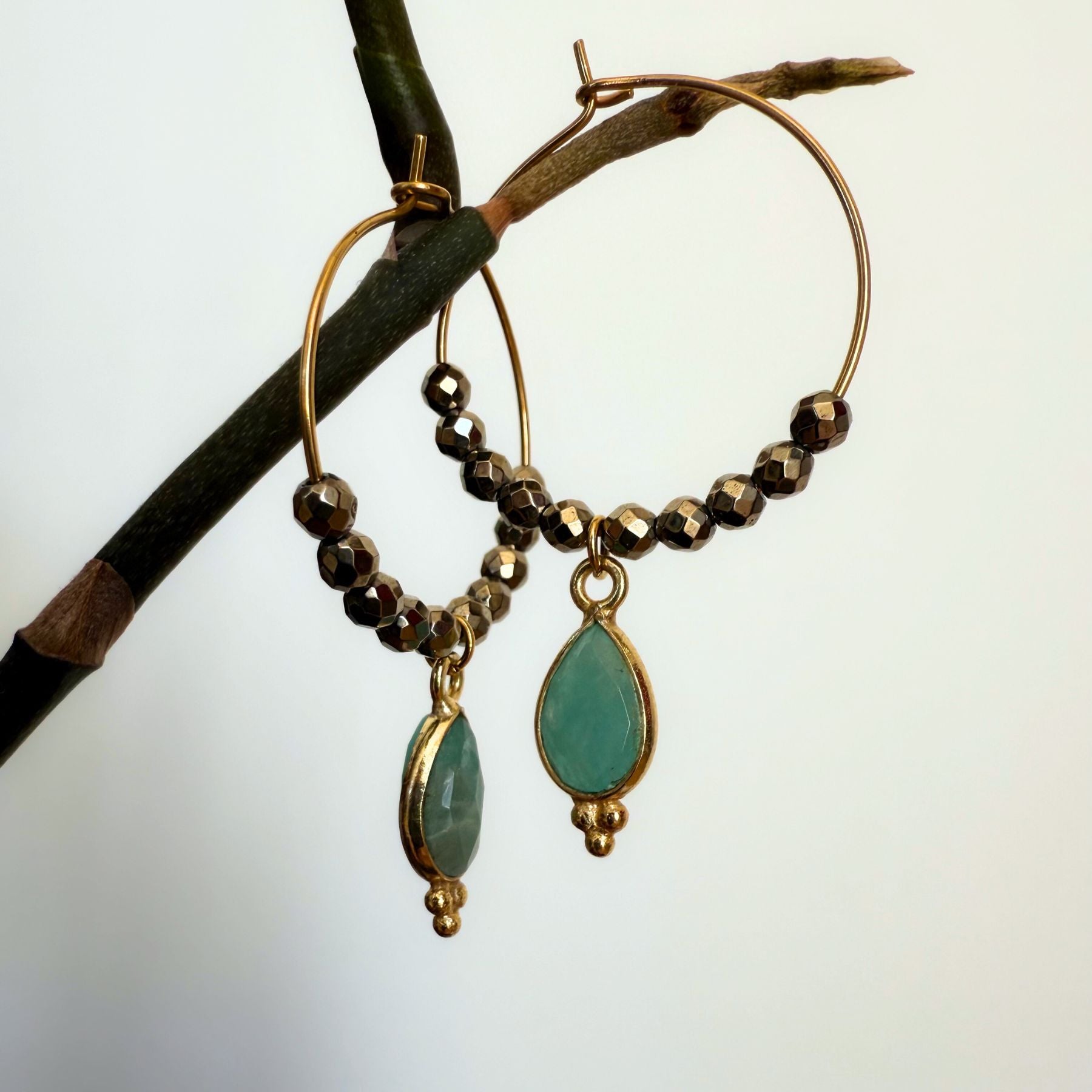 Créoles en Amazonite et Hématite