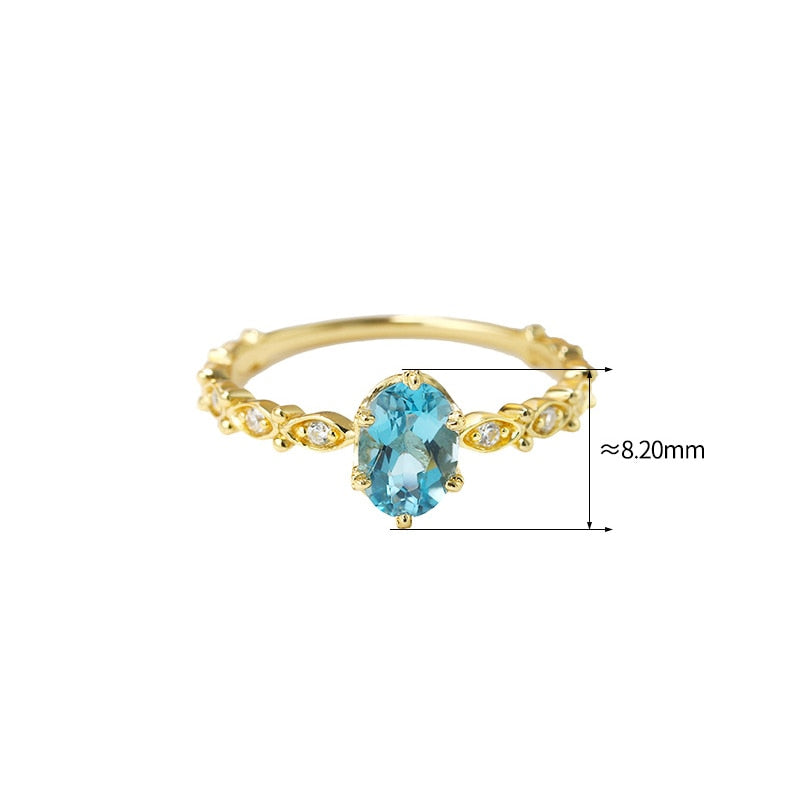 Bague "Naïades" en Topaze bleue