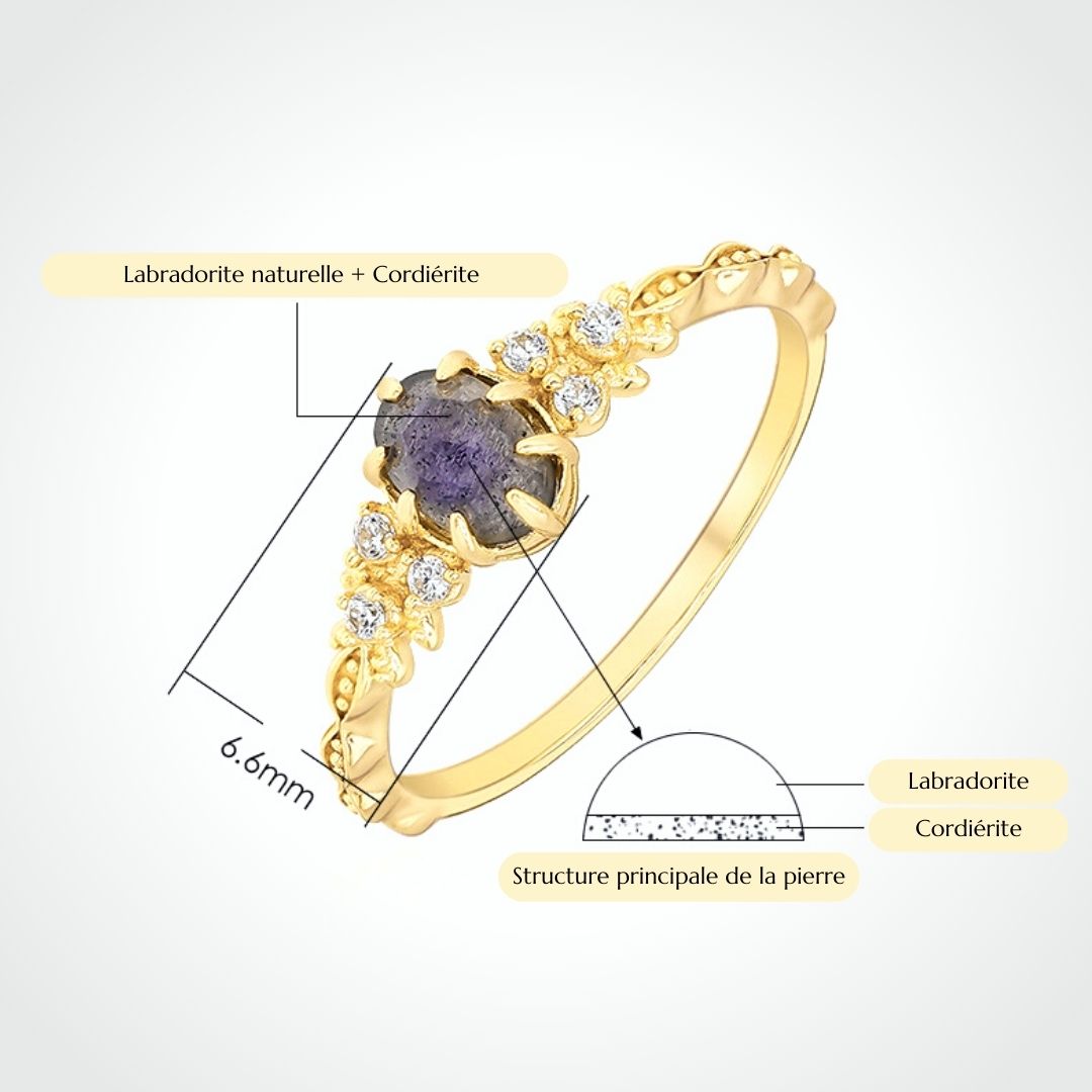 Bague en Labradorite et Cordiérite