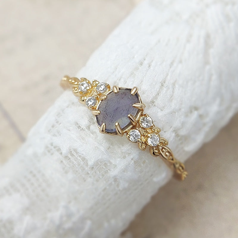 Bague en Labradorite et Cordiérite