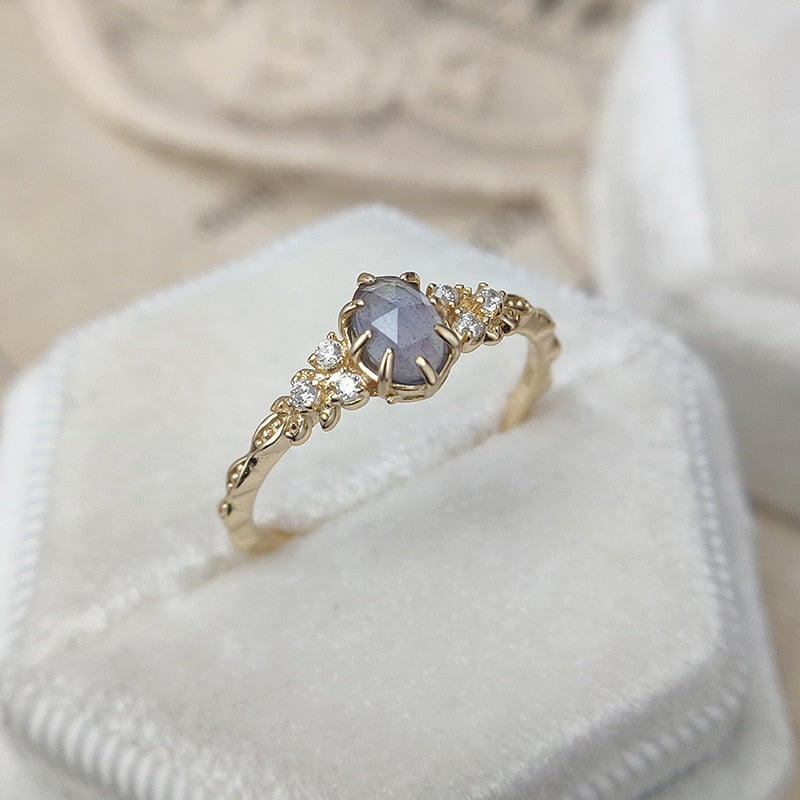 Bague en Labradorite et Cordiérite