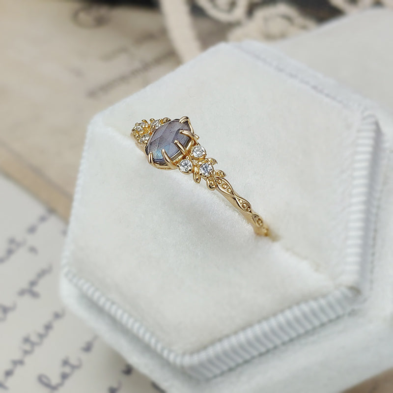 Bague en Labradorite et Cordiérite