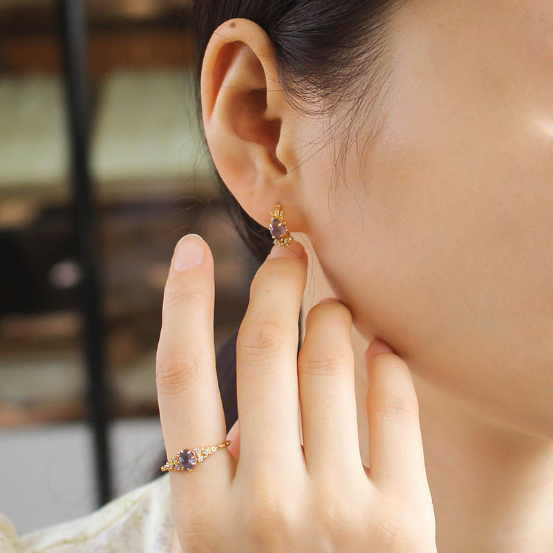 Bague en Labradorite et Cordiérite