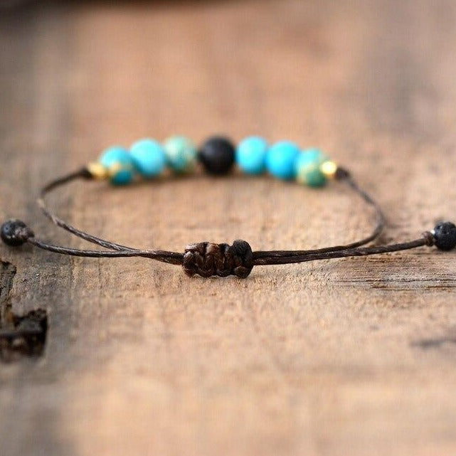 Bracelet "Eclaircie" en Turquoise et Pierre de lave