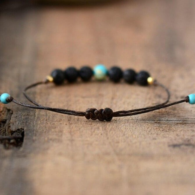 Bracelet "Eclaircie" en Turquoise et Pierre de lave