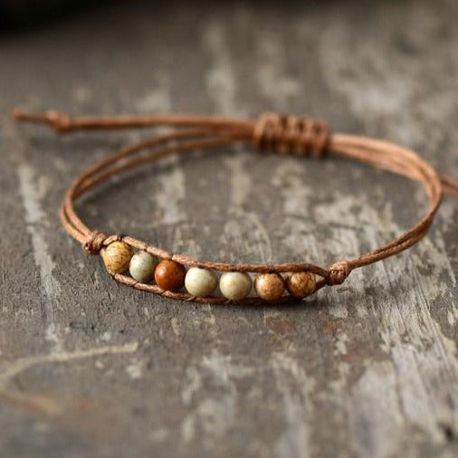 Bracelet wrap "Iaspis" en Jaspe paysage