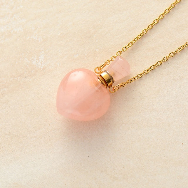 Collier diffuseur de parfum en Quartz rose