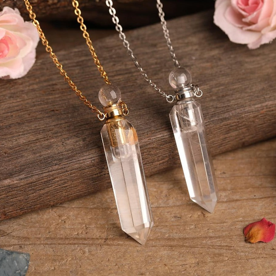 Collier diffuseur de parfum en Cristal de roche