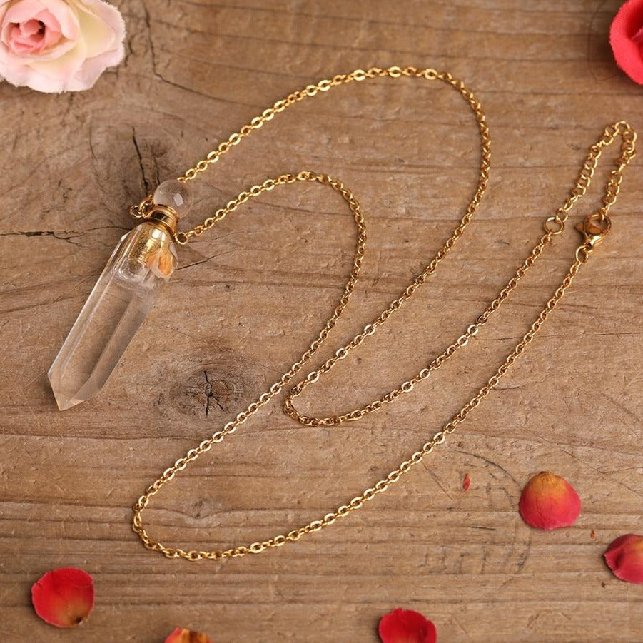 Collier diffuseur de parfum en Cristal de roche