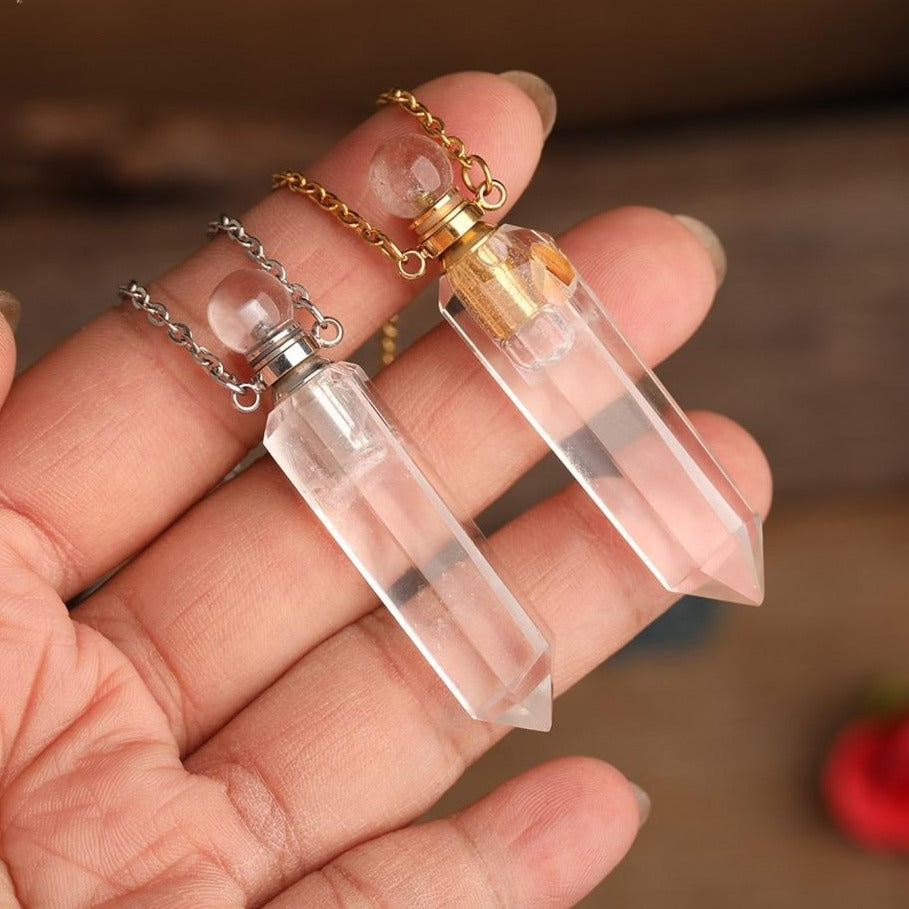 Collier diffuseur de parfum en Cristal de roche
