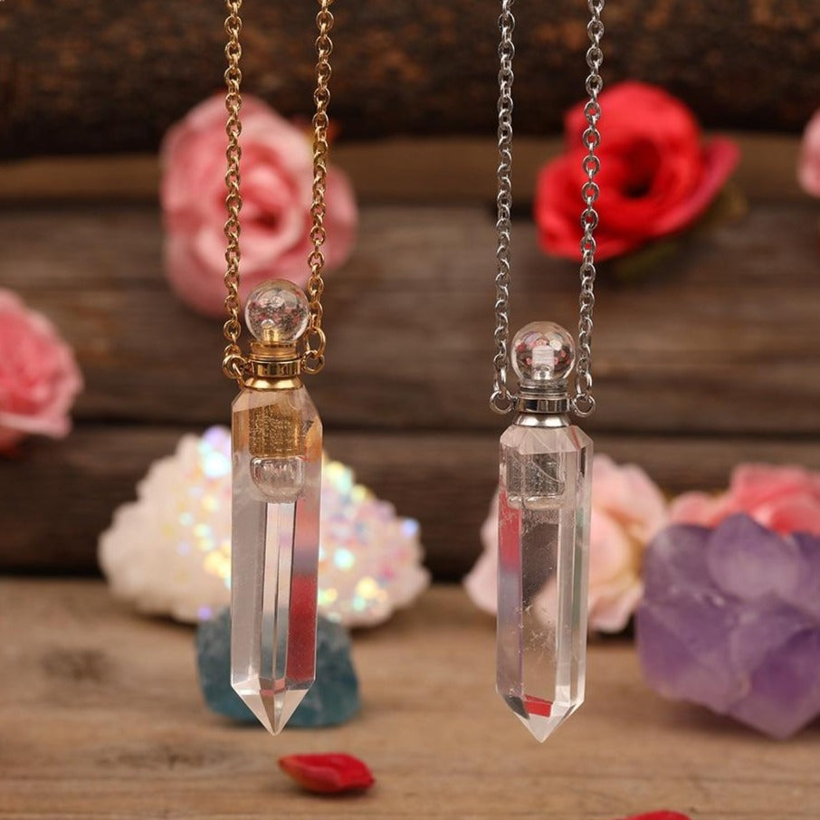 Collier diffuseur de parfum en Cristal de roche