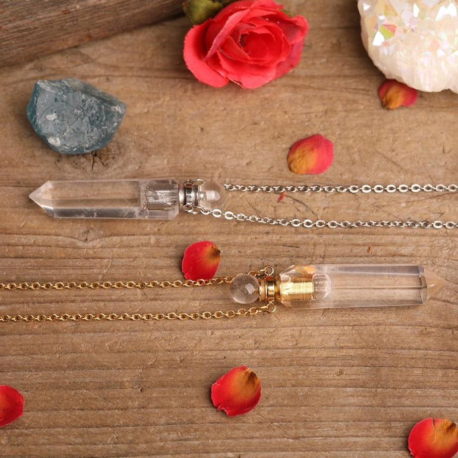 Collier diffuseur de parfum en Cristal de roche