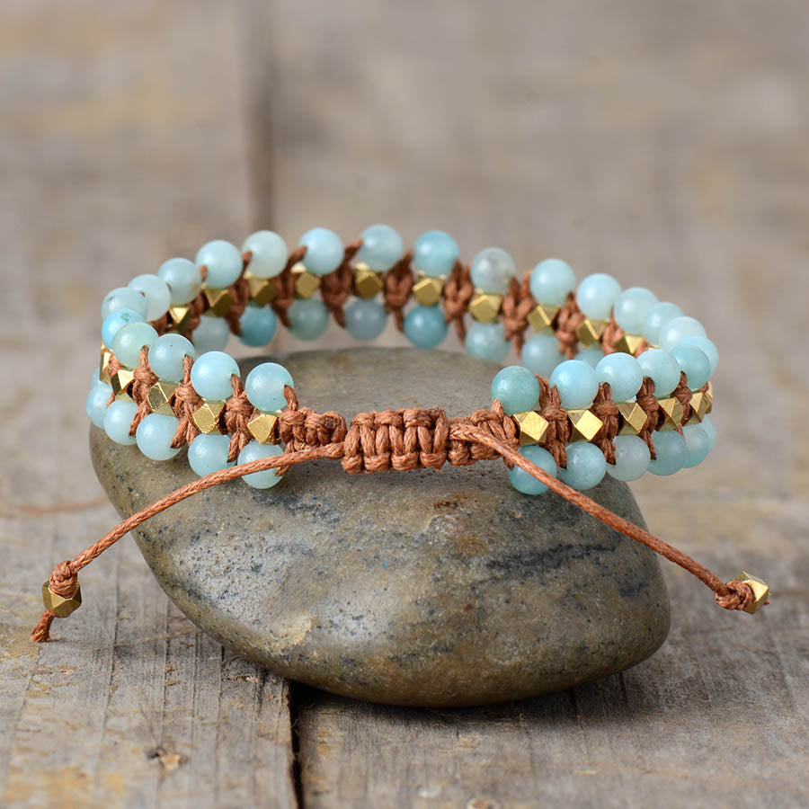 Bracelet wrap "Existence" en Amazonite