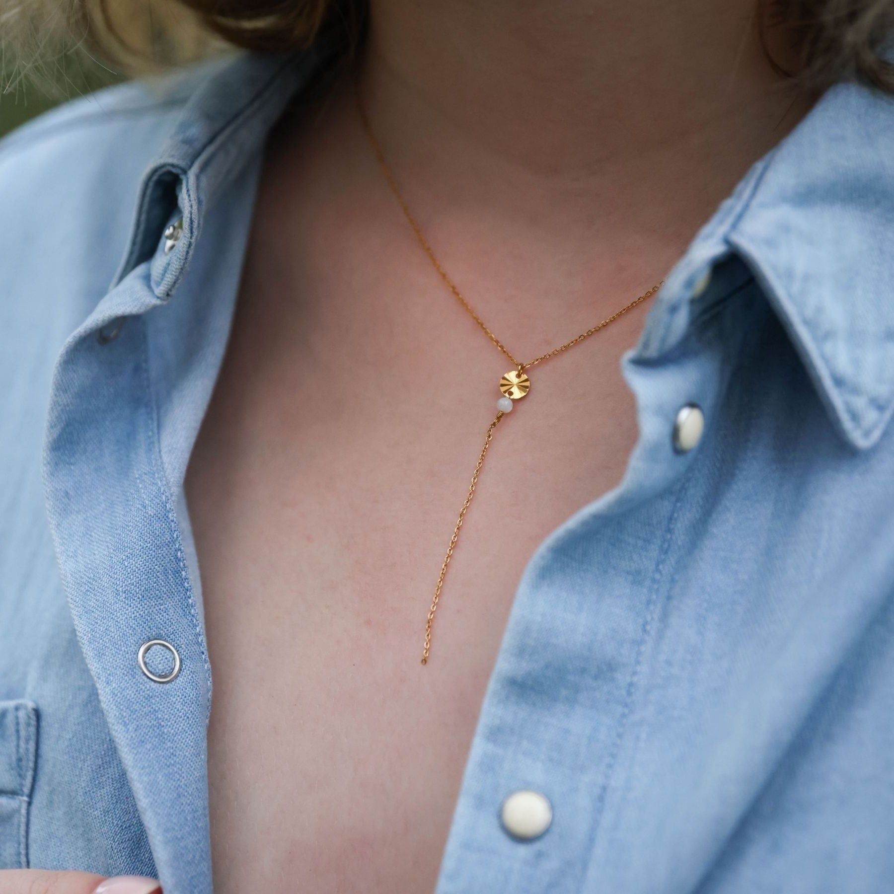 Collier long en Agate blanche